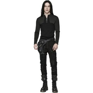 PUNK RAVE Pantalon ‘Punk Broken Hole Net’ Noir marque pas cher 27