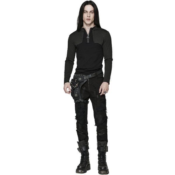 PUNK RAVE Pantalon ‘Punk Broken Hole Net’ Noir marque pas cher 6