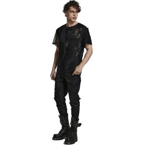 PUNK RAVE Pantalon ‘Punk Broken Hole Net’ Noir marque pas cher 29