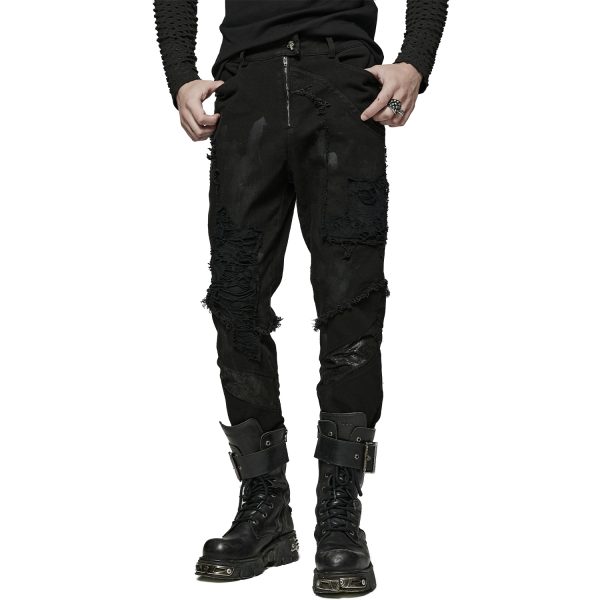 PUNK RAVE Pantalon ‘Punk Broken Hole Net’ Noir marque pas cher 1