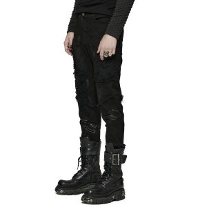 PUNK RAVE Pantalon ‘Punk Broken Hole Net’ Noir marque pas cher 37