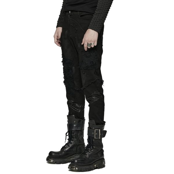 PUNK RAVE Pantalon ‘Punk Broken Hole Net’ Noir marque pas cher 11