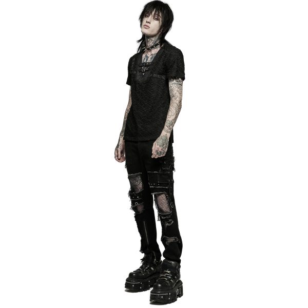 PUNK RAVE Pantalon ‘Punk Decadent’ Noir vente chaude 5