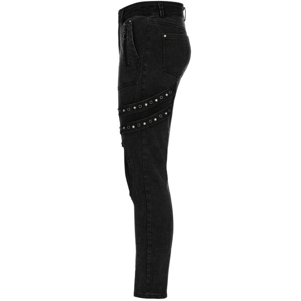 Acheter Maintenant PUNK RAVE Pantalon ‘Samhain’ En Denim Noir 14