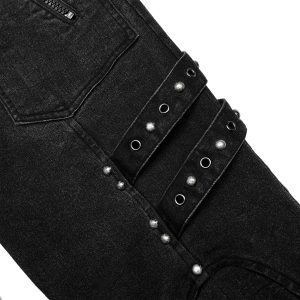 Acheter Maintenant PUNK RAVE Pantalon ‘Samhain’ En Denim Noir 49