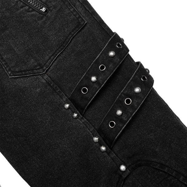 Acheter Maintenant PUNK RAVE Pantalon ‘Samhain’ En Denim Noir 17