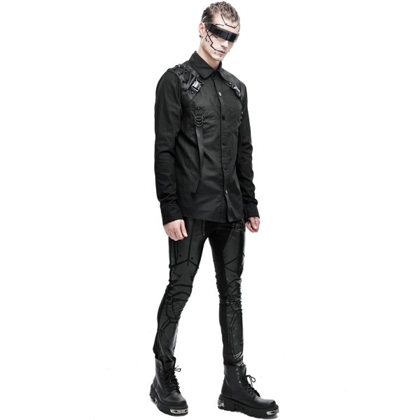 DEVIL FASHION Pantalon Skinny ‘Robot Armor’ Noir Pour Hommes pas cher en vente 5