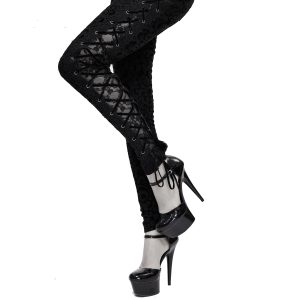 meilleur cadeau DEVIL FASHION Pantalon ‘Slim Lace’ Noir 33