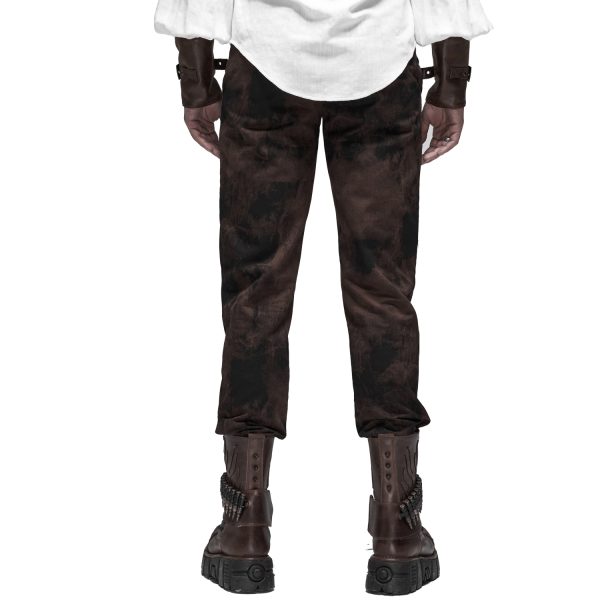 PUNK RAVE Pantalon Steampunk ‘Coyote’ Marron vente en ligne pas cher 4