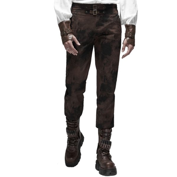 PUNK RAVE Pantalon Steampunk ‘Coyote’ Marron vente en ligne pas cher 1