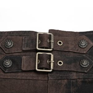 PUNK RAVE Pantalon Steampunk ‘Coyote’ Marron vente en ligne pas cher 27