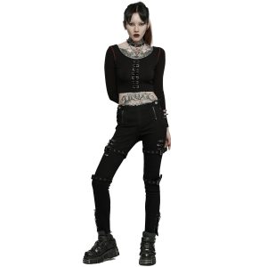 Livraison Standard/Rapide PUNK RAVE Pantalon Taille Basse ‘Katell’ Noir 20