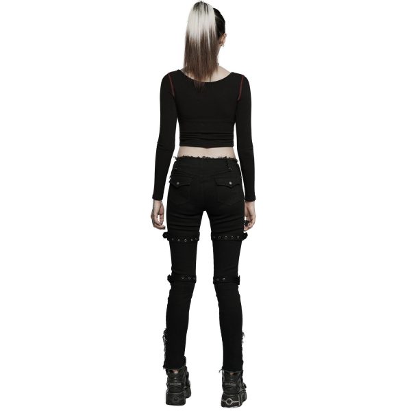 Livraison Standard/Rapide PUNK RAVE Pantalon Taille Basse ‘Katell’ Noir 4