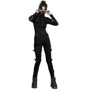 Livraison Standard/Rapide PUNK RAVE Pantalon Taille Basse ‘Katell’ Noir 26