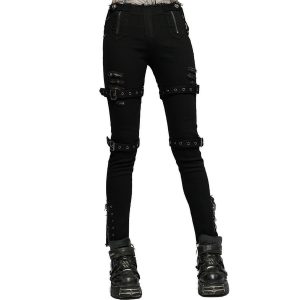 Livraison Standard/Rapide PUNK RAVE Pantalon Taille Basse ‘Katell’ Noir 28