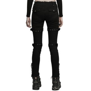 Livraison Standard/Rapide PUNK RAVE Pantalon Taille Basse ‘Katell’ Noir 30