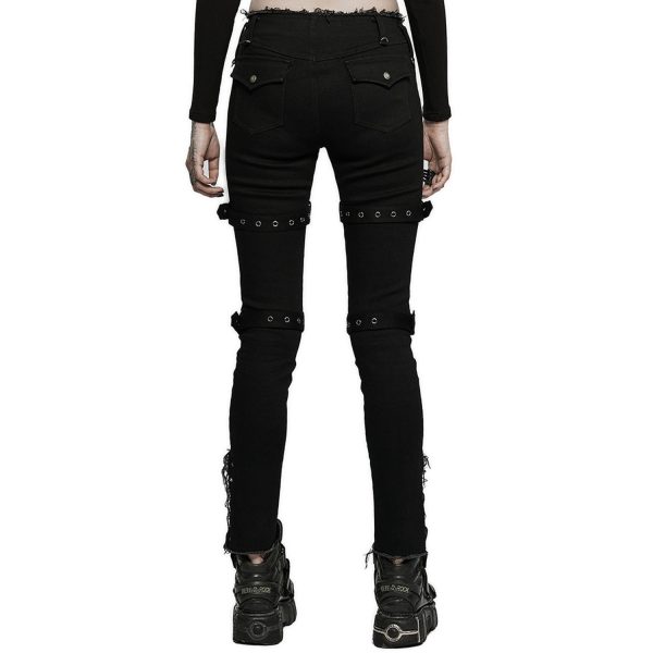 Livraison Standard/Rapide PUNK RAVE Pantalon Taille Basse ‘Katell’ Noir 8