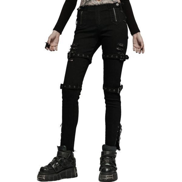 Livraison Standard/Rapide PUNK RAVE Pantalon Taille Basse ‘Katell’ Noir 9