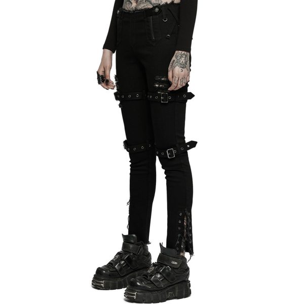 Livraison Standard/Rapide PUNK RAVE Pantalon Taille Basse ‘Katell’ Noir 10