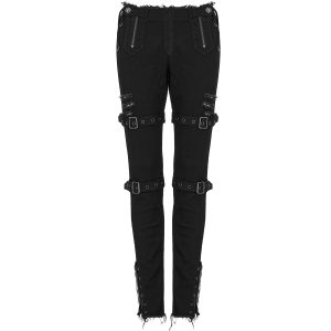 Livraison Standard/Rapide PUNK RAVE Pantalon Taille Basse ‘Katell’ Noir 36