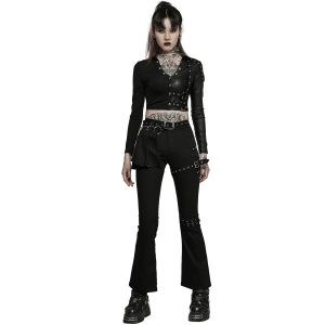 PUNK RAVE Pantalon Taille Mi Haute ‘Lamia’ Avec Sur-jupe Noir REMISE allant 18