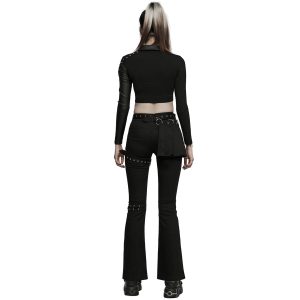 PUNK RAVE Pantalon Taille Mi Haute ‘Lamia’ Avec Sur-jupe Noir REMISE allant 20