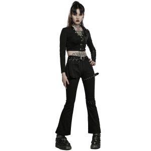 PUNK RAVE Pantalon Taille Mi Haute ‘Lamia’ Avec Sur-jupe Noir REMISE allant 22