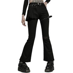 PUNK RAVE Pantalon Taille Mi Haute ‘Lamia’ Avec Sur-jupe Noir REMISE allant 24