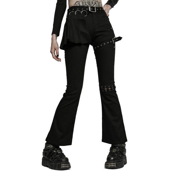 PUNK RAVE Pantalon Taille Mi Haute ‘Lamia’ Avec Sur-jupe Noir REMISE allant 6