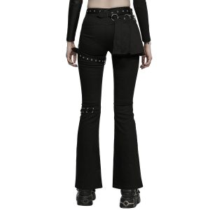 PUNK RAVE Pantalon Taille Mi Haute ‘Lamia’ Avec Sur-jupe Noir REMISE allant 26