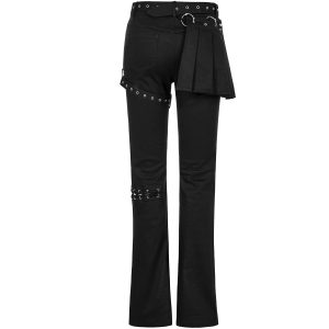 PUNK RAVE Pantalon Taille Mi Haute ‘Lamia’ Avec Sur-jupe Noir REMISE allant 32