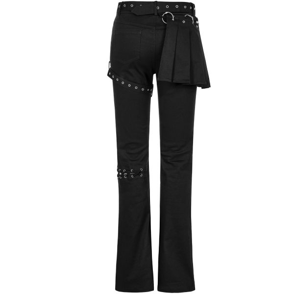 PUNK RAVE Pantalon Taille Mi Haute ‘Lamia’ Avec Sur-jupe Noir REMISE allant 10