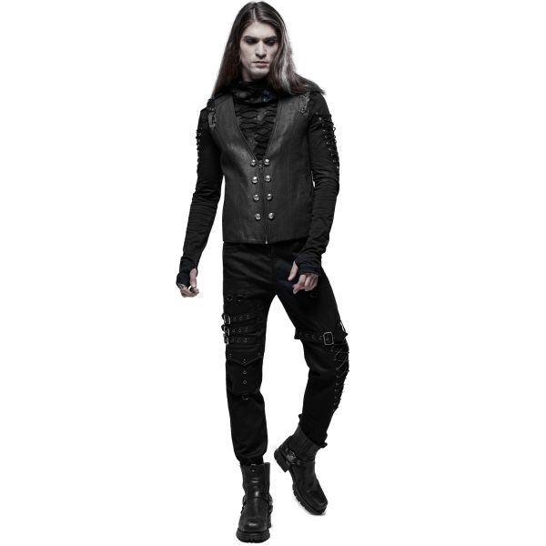 Pas Cher soldes France PUNK RAVE Pantalon ‘Tierney’ Noir 3