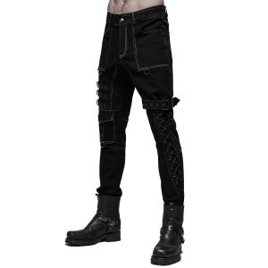 PUNK RAVE Pantalon ‘Tierney’ Noir Et Blanc site en ligne 46