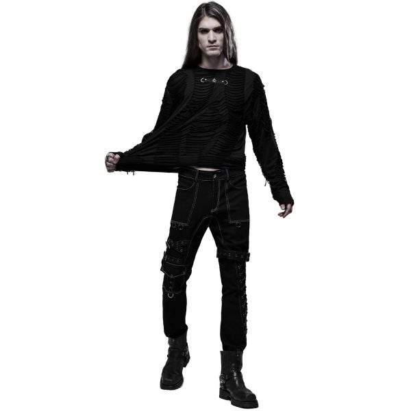 PUNK RAVE Pantalon ‘Tierney’ Noir Et Blanc site en ligne 11