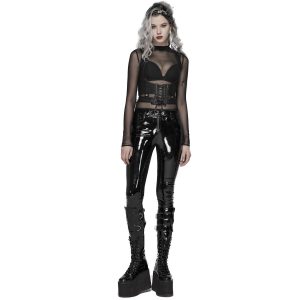 achetez pas cher PUNK RAVE Pantalon ‘Toxica’ En Vinyle Noir 24