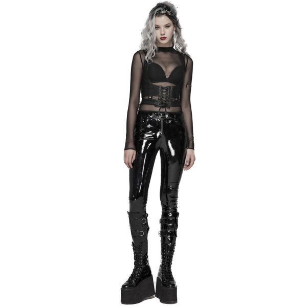 achetez pas cher PUNK RAVE Pantalon ‘Toxica’ En Vinyle Noir 3