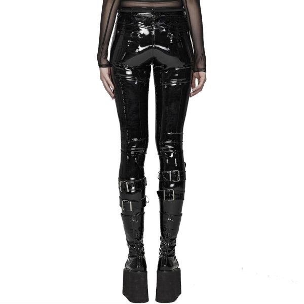 achetez pas cher PUNK RAVE Pantalon ‘Toxica’ En Vinyle Noir 15