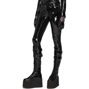 achetez pas cher PUNK RAVE Pantalon ‘Toxica’ En Vinyle Noir 50