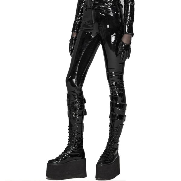 achetez pas cher PUNK RAVE Pantalon ‘Toxica’ En Vinyle Noir 16