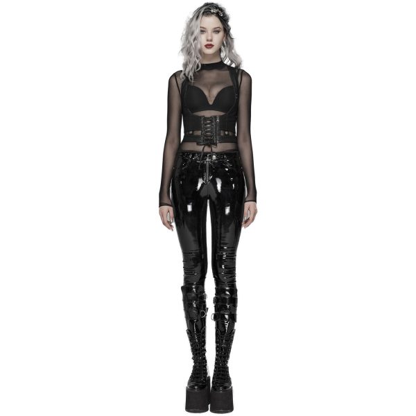 achetez pas cher PUNK RAVE Pantalon ‘Toxica’ En Vinyle Noir 6