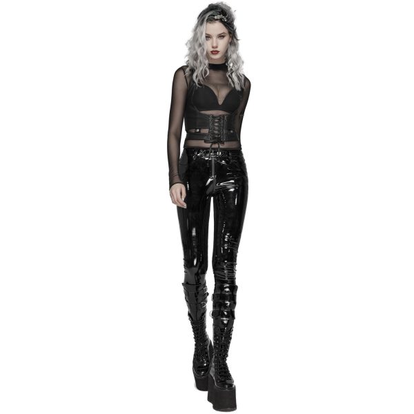 achetez pas cher PUNK RAVE Pantalon ‘Toxica’ En Vinyle Noir 7