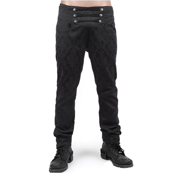 PUNK RAVE Pantalon ‘Vampyr’ En Brocart Noir soldes en ligne 8