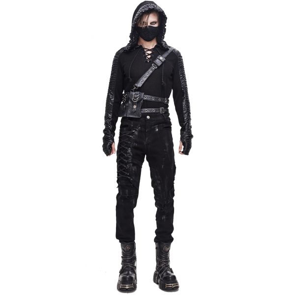 vente pas cher DEVIL FASHION Pantalon ‘Wasteland’ En Jean Noir 5