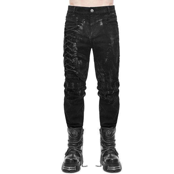 vente pas cher DEVIL FASHION Pantalon ‘Wasteland’ En Jean Noir 1