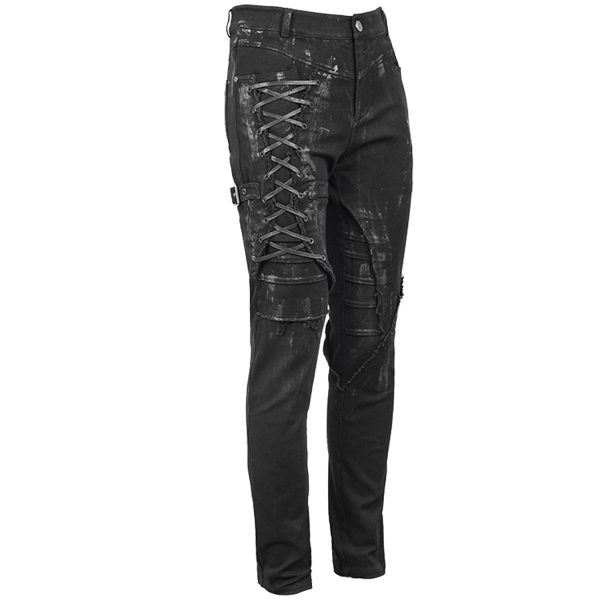 vente pas cher DEVIL FASHION Pantalon ‘Wasteland’ En Jean Noir 11