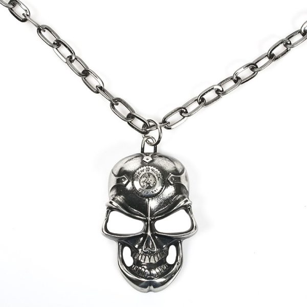 NEW ROCK Pendentif Skull Argenté Avec Chaîne site soldes 1