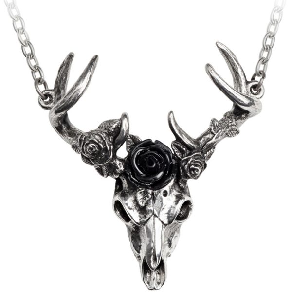 ALCHEMY GOTHIC Pendentif ‘White Hart, Black Rose’ boutique en ligne france 1