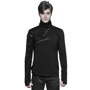 PUNK RAVE Polo Manches Longues ‘Black Plague’ Noir prix de gros 17