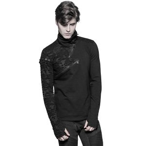 PUNK RAVE Polo Manches Longues ‘Black Plague’ Noir prix de gros 23